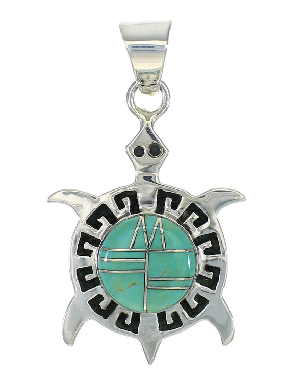 Turtle Genuine Sterling Silver Turquoise Inlay Pendant MX62802
